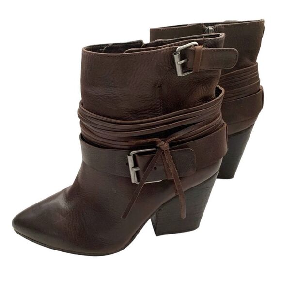 Vince Camuto Rhiannon Buckle Ankle Boot Dark Brown - Picture 1 of 11